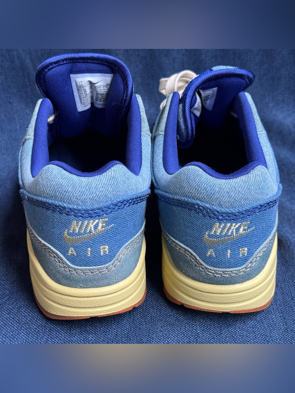 2022 Nike Air Max 1 Dirty Denim Mineral Slate Blue Men's Size 10 - Picture 7 of 9